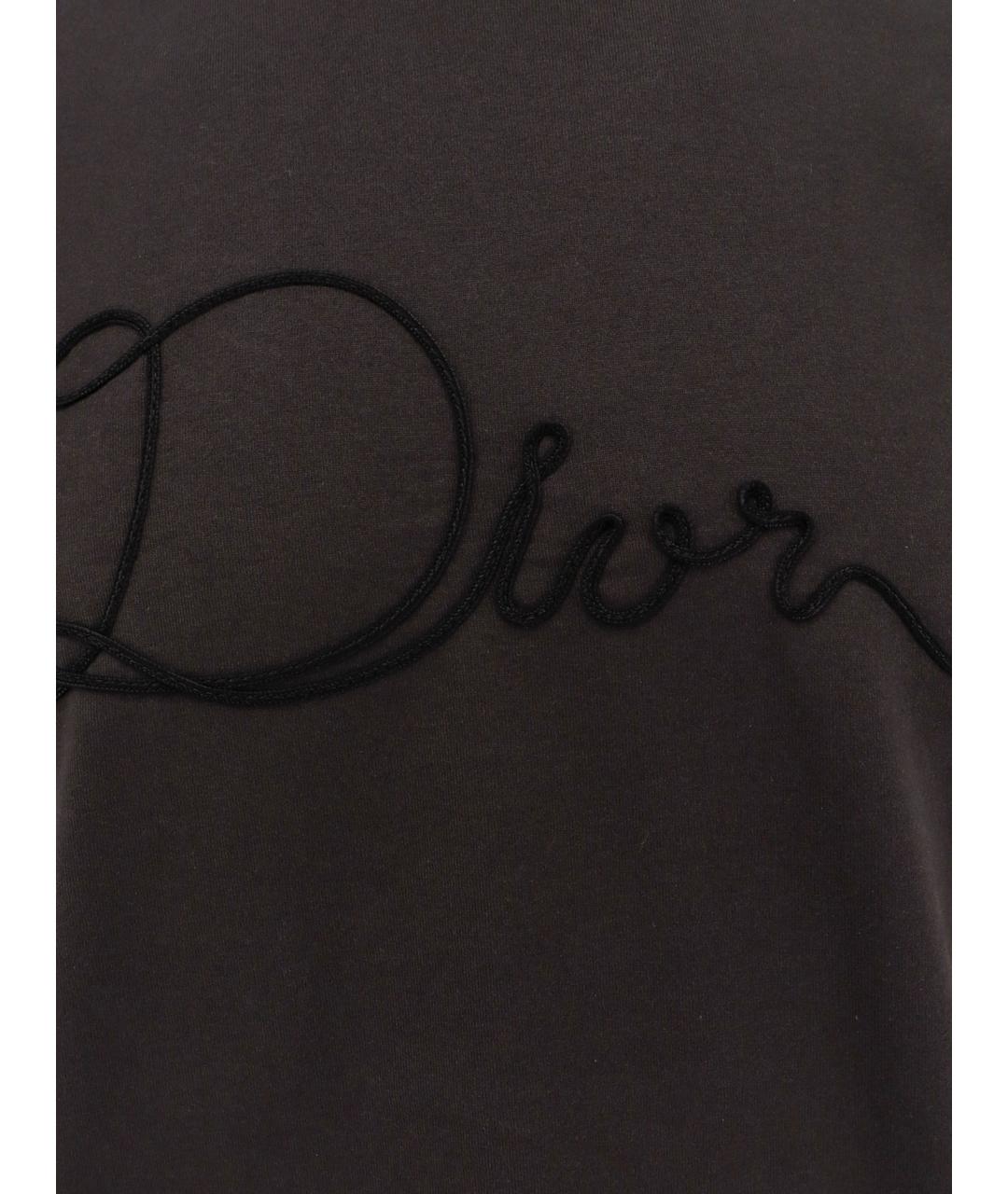 CHRISTIAN DIOR Антрацитовая хлопковая футболка, фото 3