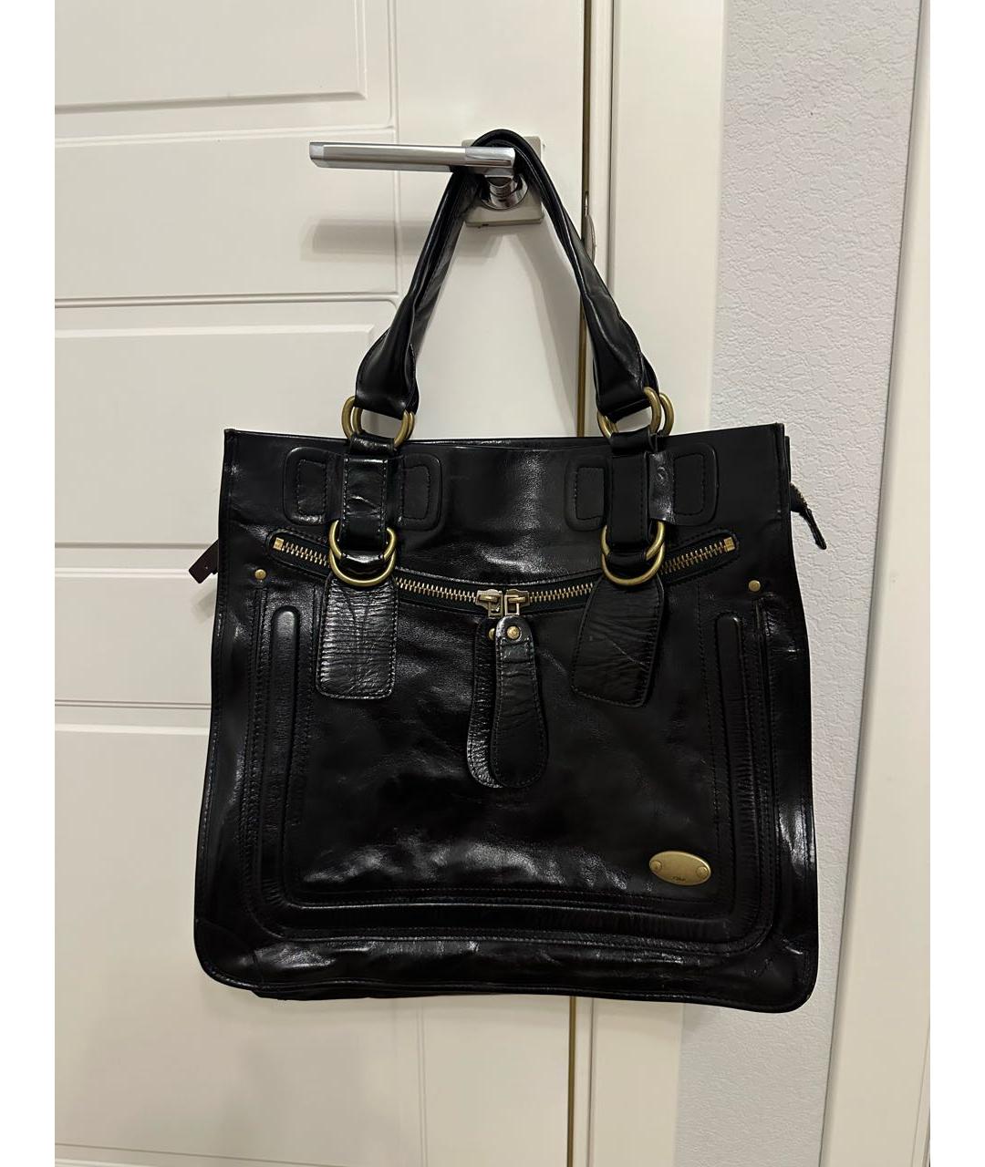 CHLOE Черная кожаная сумка с короткими ручками, фото 8