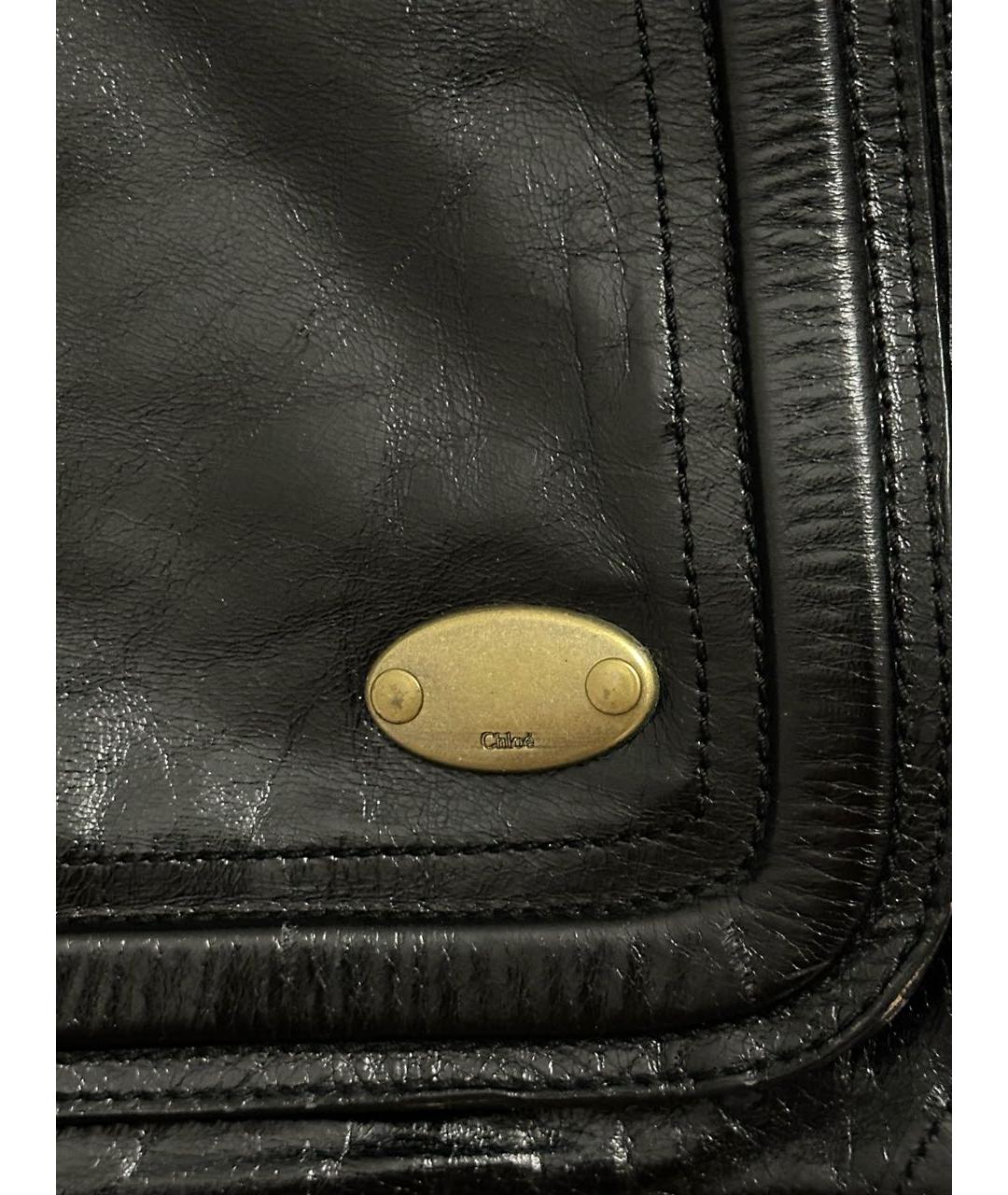 CHLOE Черная кожаная сумка с короткими ручками, фото 4