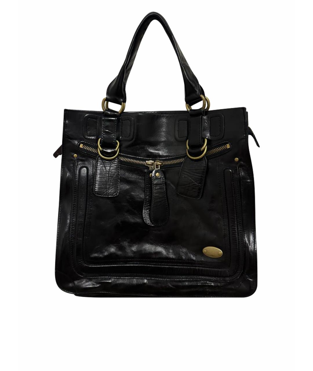 CHLOE Черная кожаная сумка с короткими ручками, фото 1