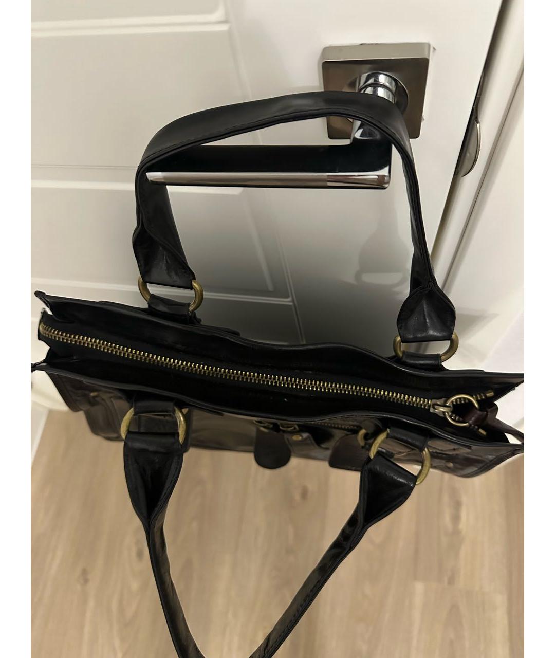 CHLOE Черная кожаная сумка с короткими ручками, фото 3
