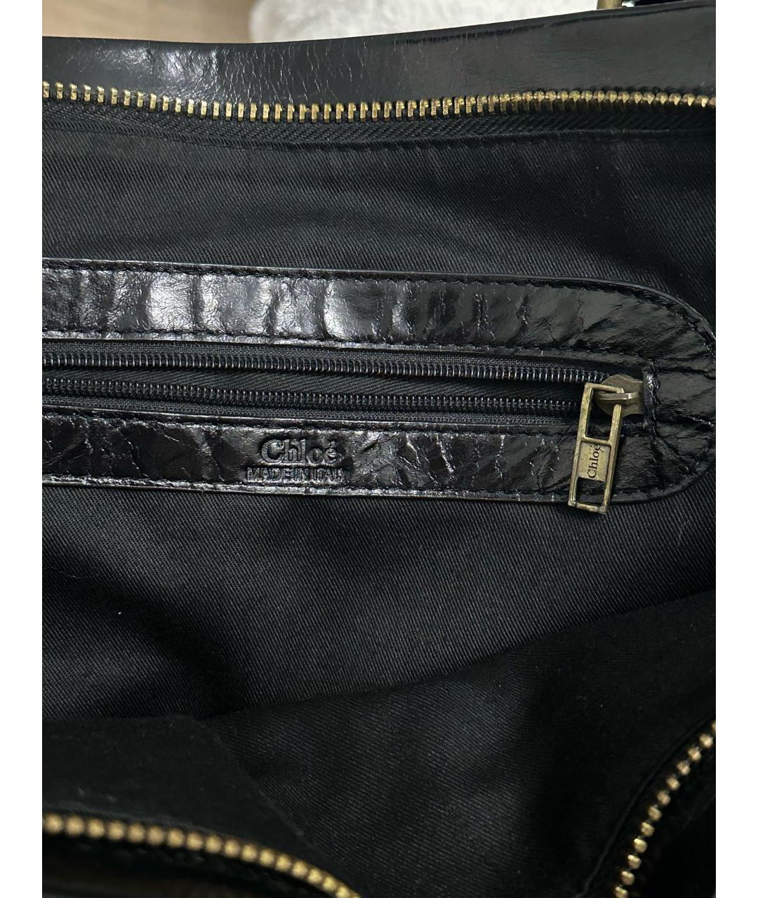 CHLOE Черная кожаная сумка с короткими ручками, фото 7