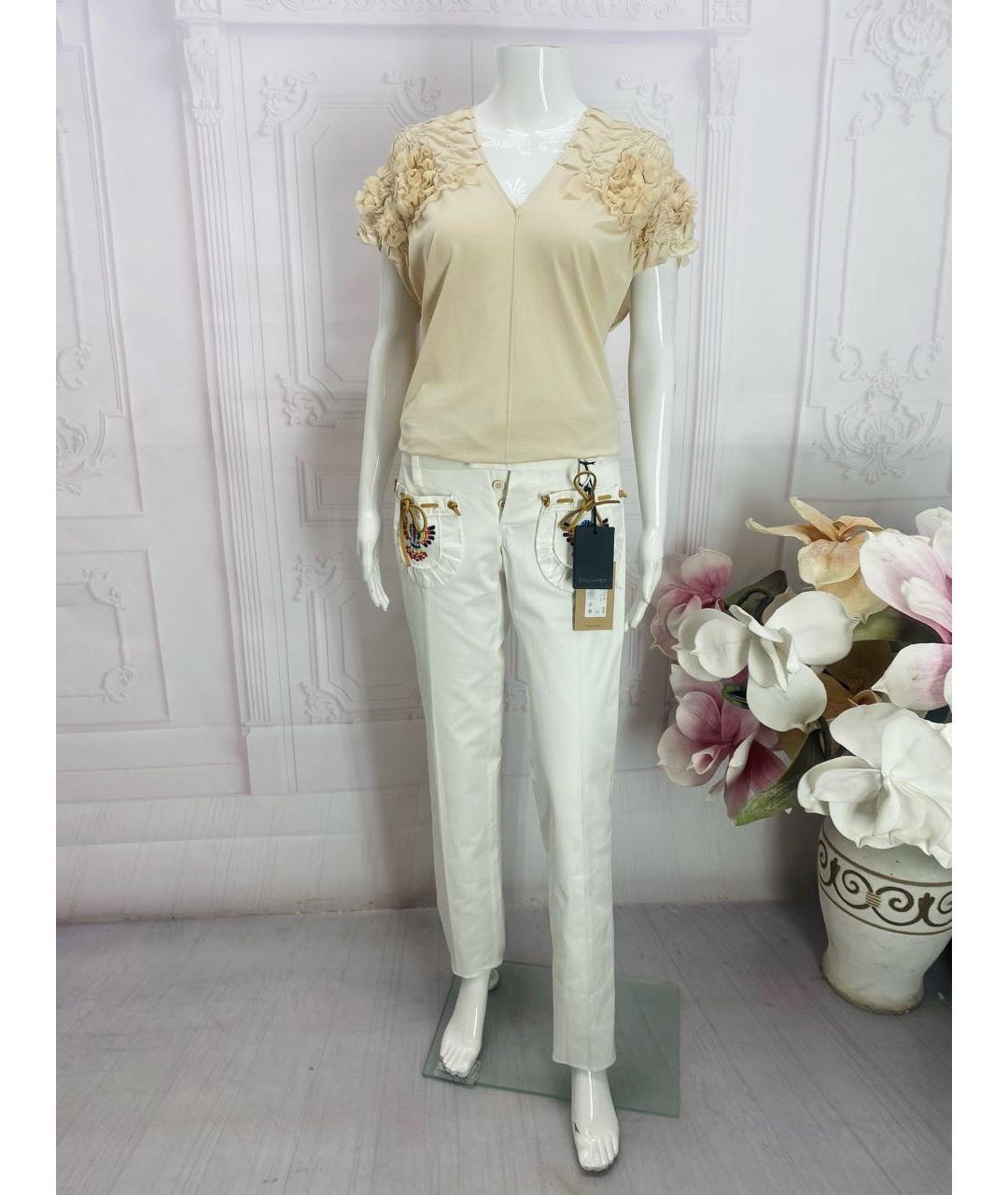 DSQUARED2 Белые хлопковые брюки узкие, фото 5