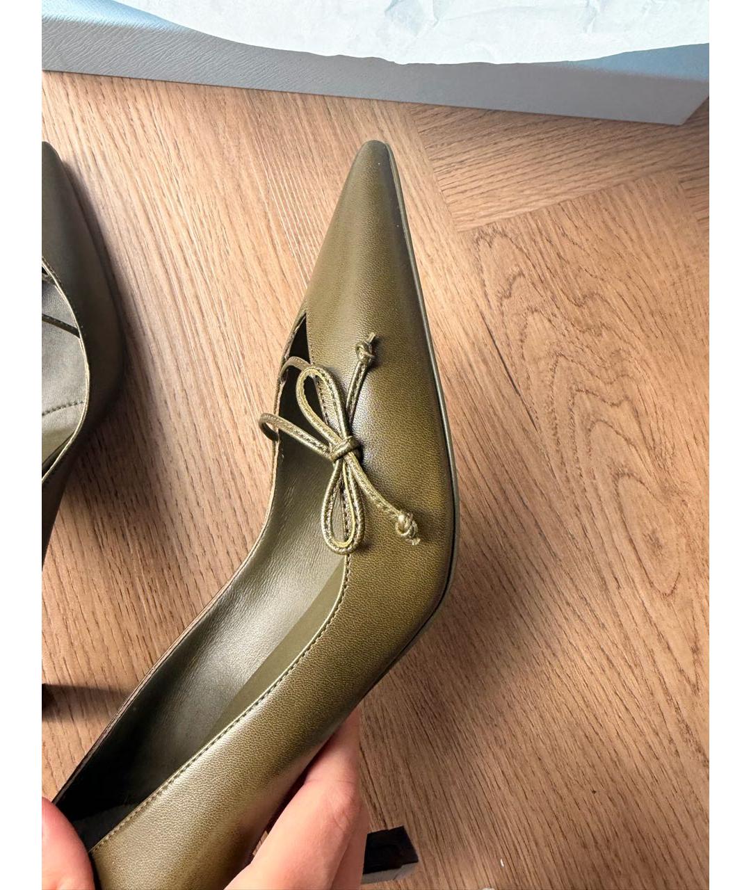 PRADA Хаки кожаные туфли, фото 7