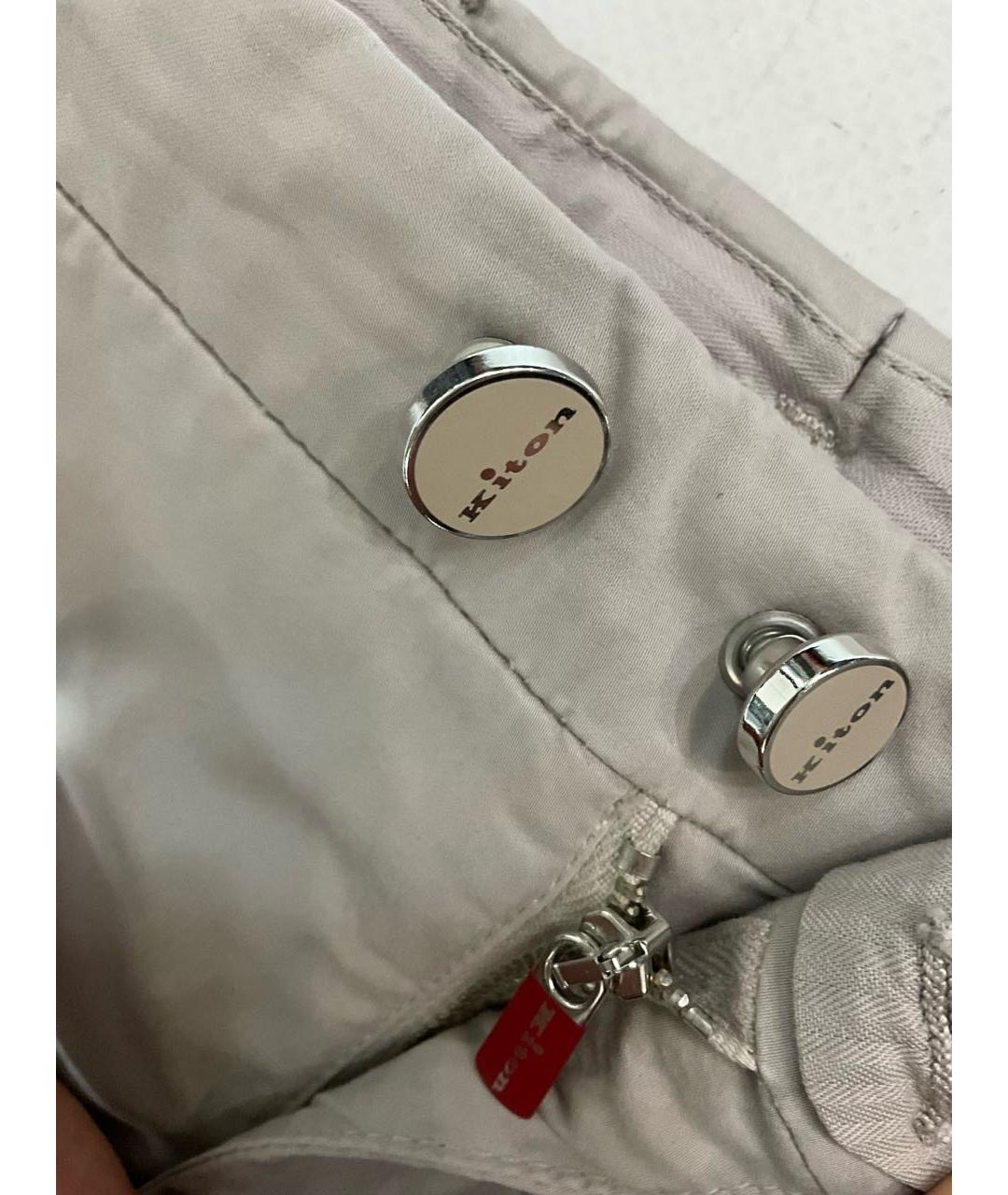 KITON Серые хлопко-эластановые классические брюки, фото 3