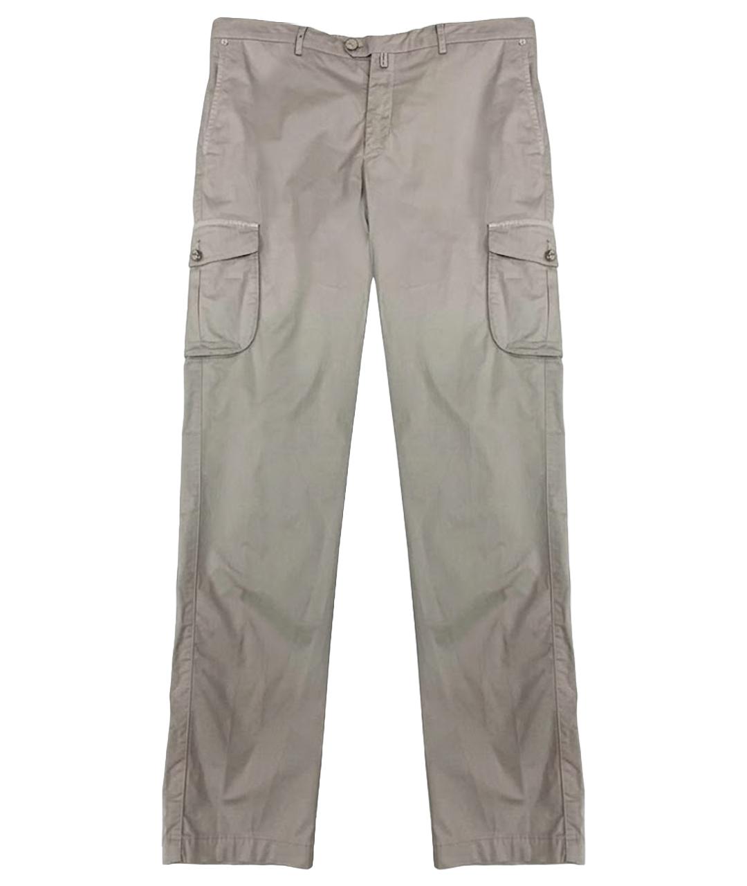 KITON Серые хлопко-эластановые классические брюки, фото 1