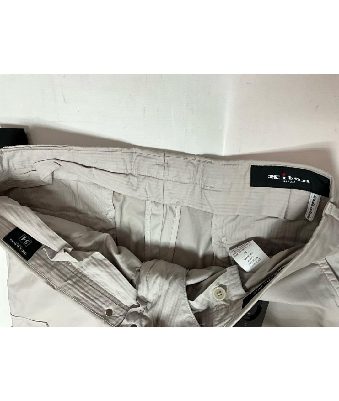 KITON Серые хлопко-эластановые классические брюки, фото 4