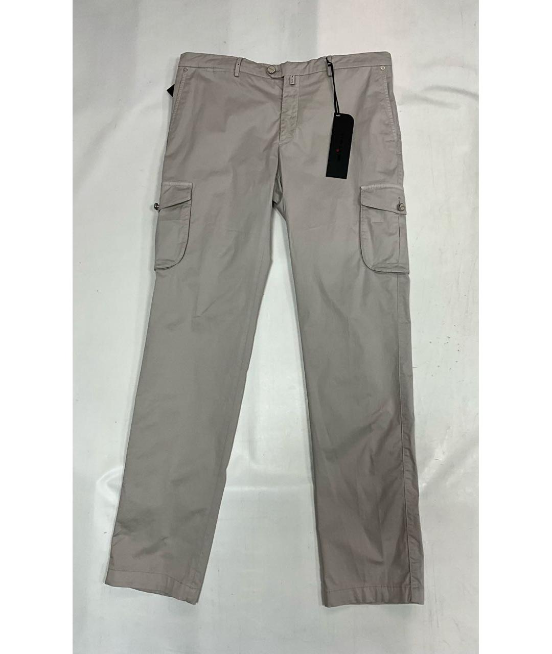 KITON Серые хлопко-эластановые классические брюки, фото 7