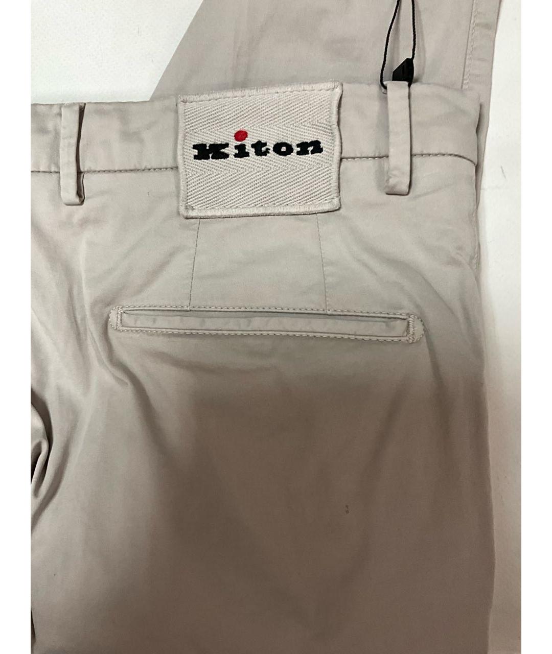 KITON Серые хлопко-эластановые классические брюки, фото 5