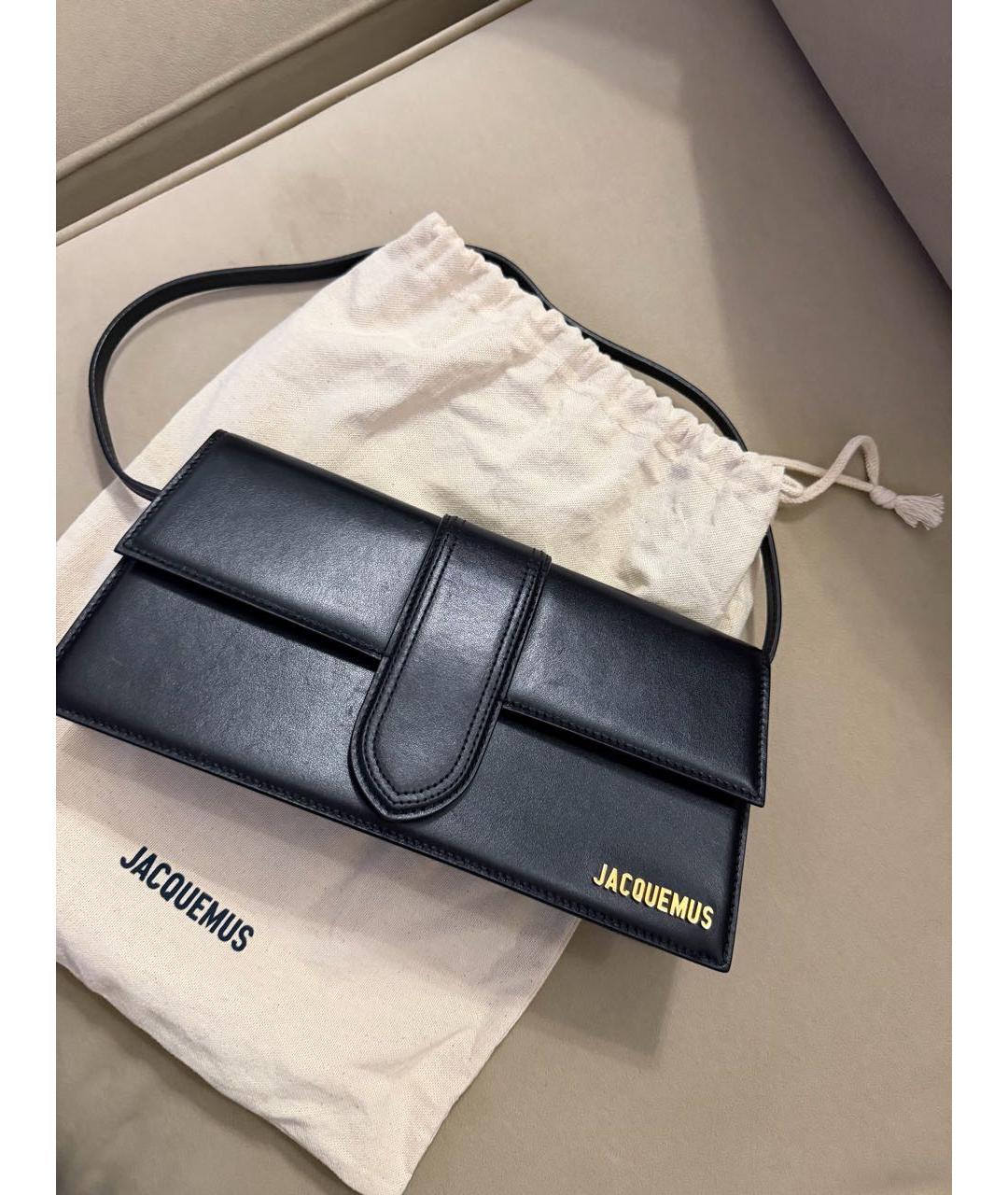 JACQUEMUS Черная кожаная сумка через плечо, фото 2