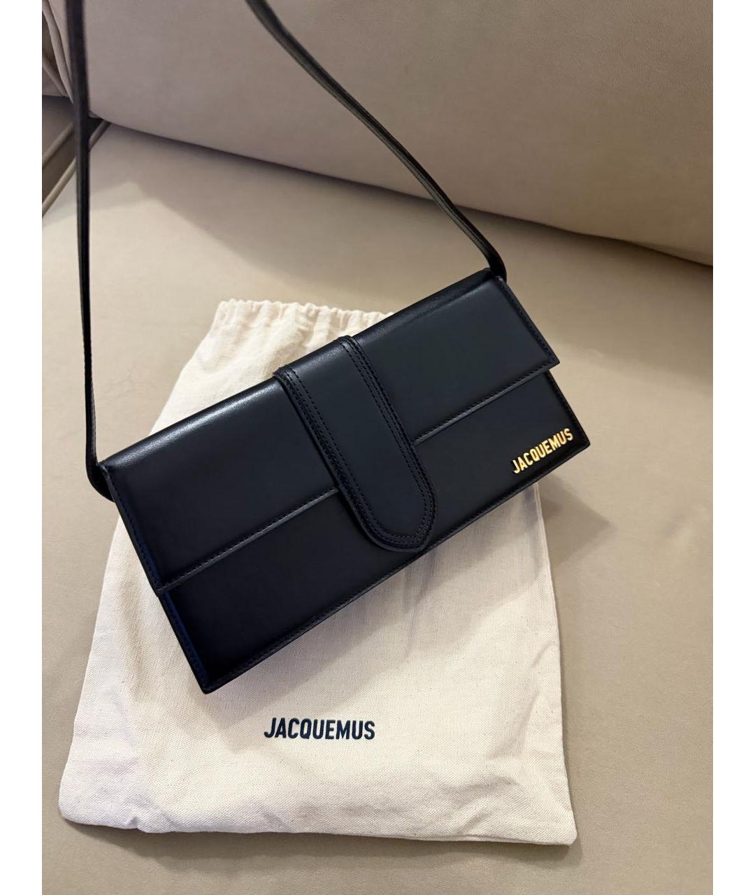 JACQUEMUS Черная кожаная сумка через плечо, фото 4