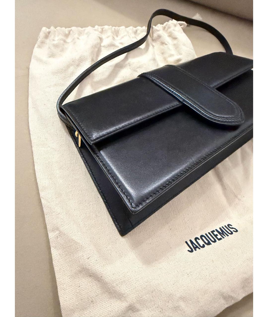 JACQUEMUS Черная кожаная сумка через плечо, фото 3