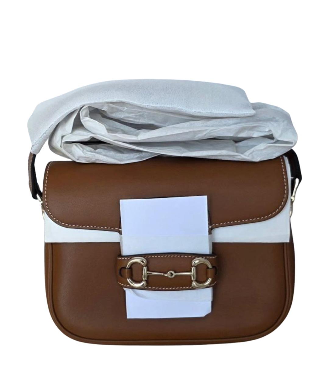 GUCCI Коричневая кожаная сумка через плечо, фото 1