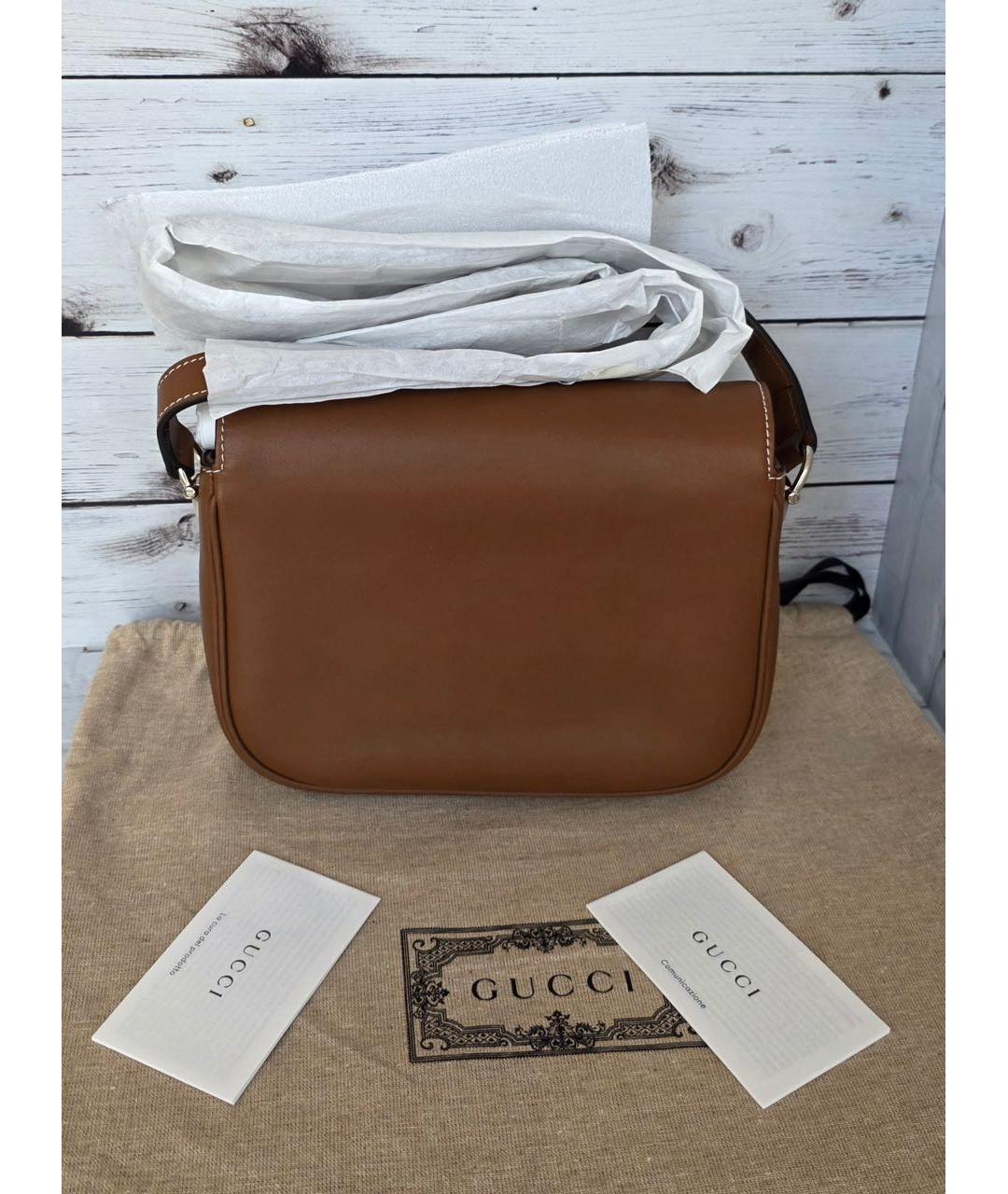 GUCCI Коричневая кожаная сумка через плечо, фото 4