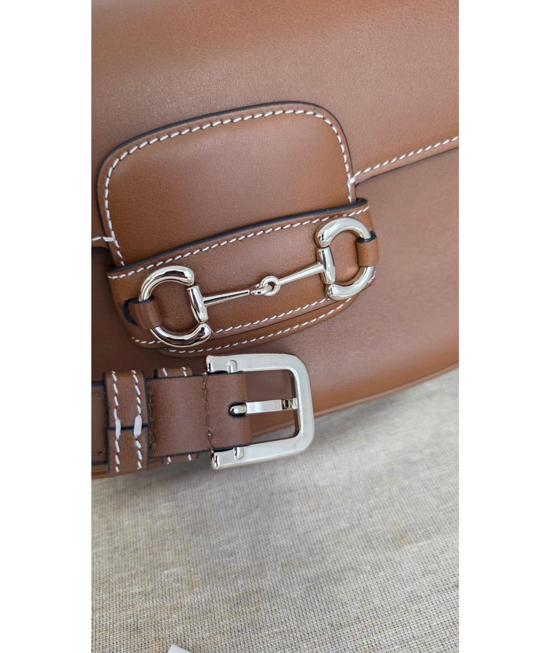 GUCCI Коричневая кожаная сумка через плечо, фото 5