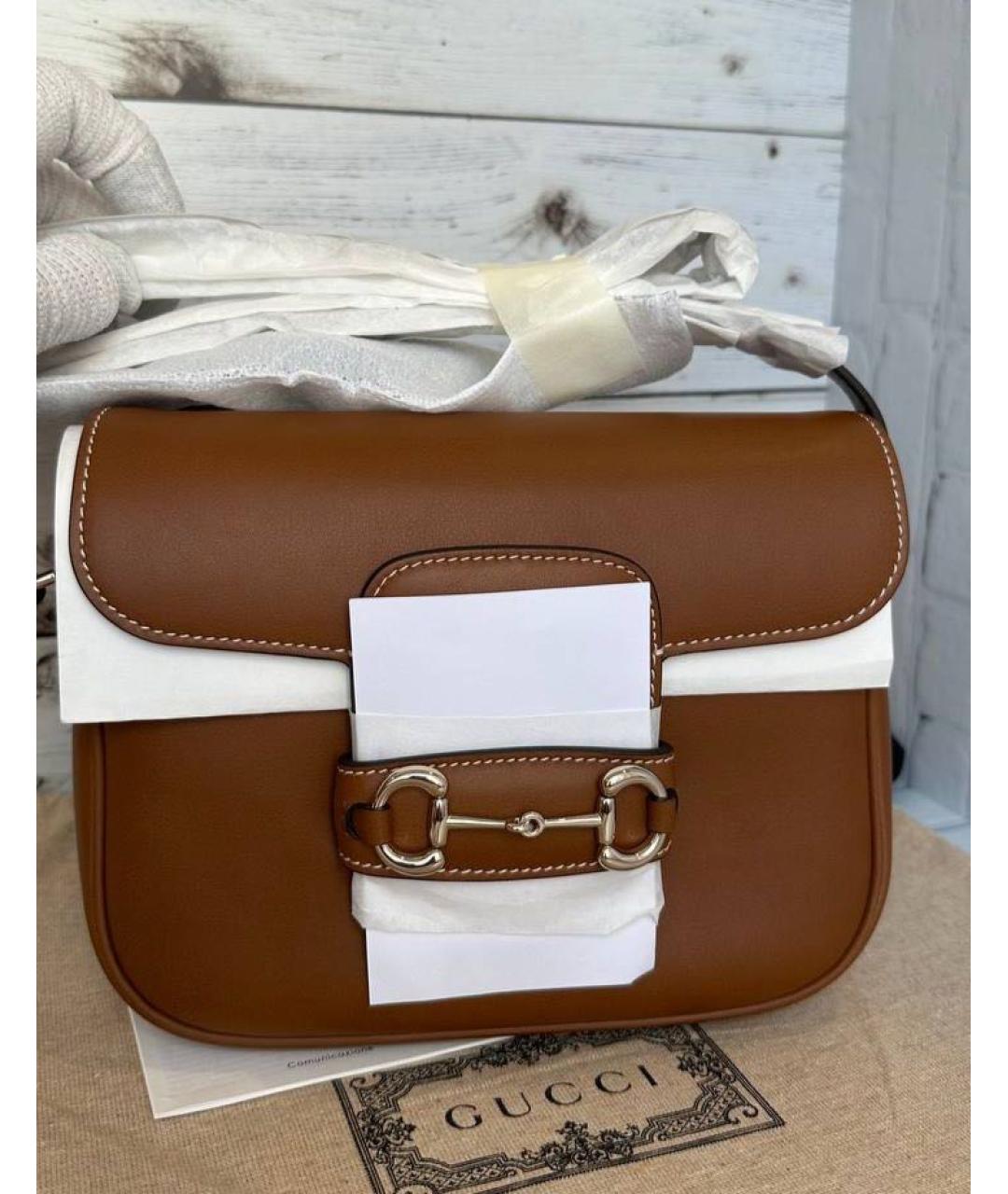GUCCI Коричневая кожаная сумка через плечо, фото 2