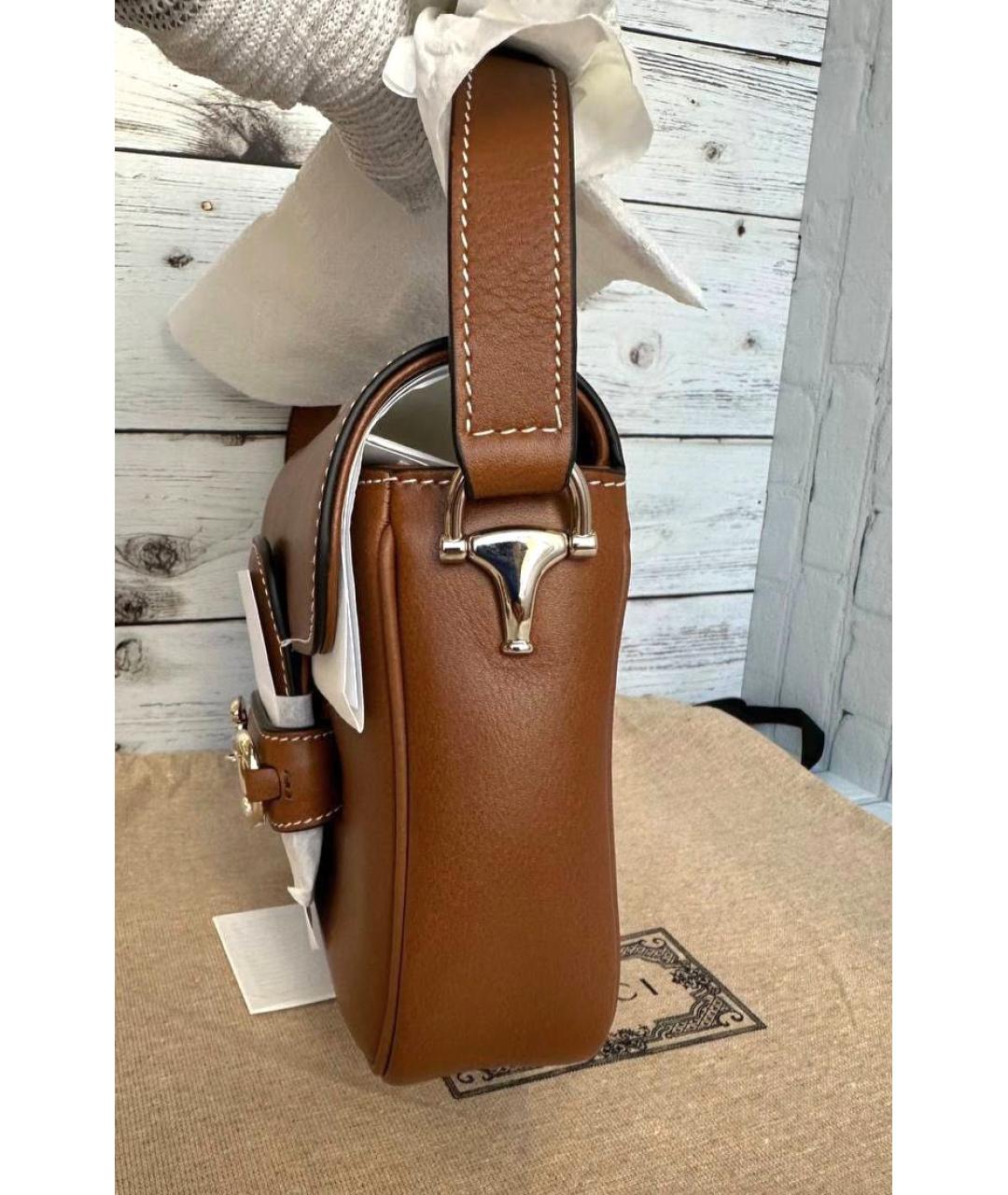 GUCCI Коричневая кожаная сумка через плечо, фото 3