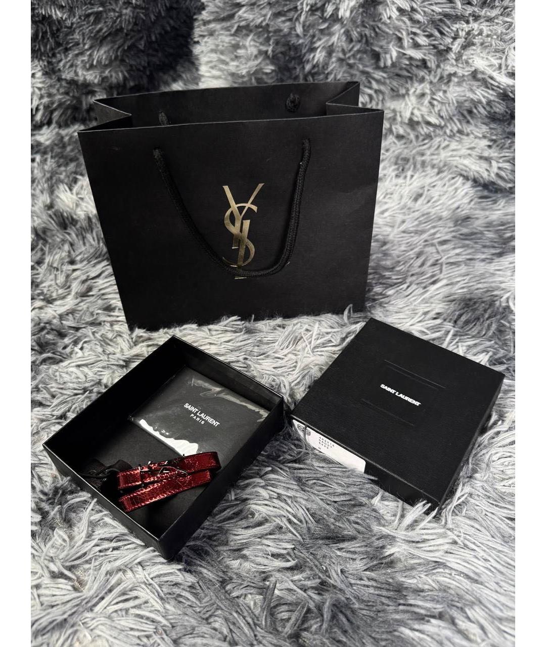 SAINT LAURENT Красный кожаный браслет, фото 3