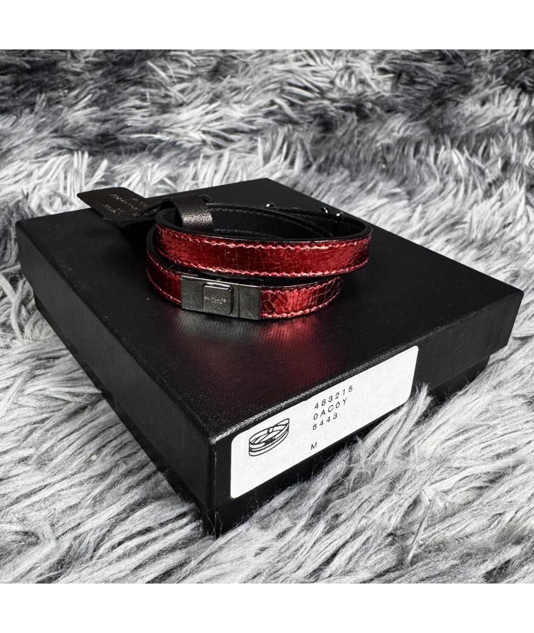 SAINT LAURENT Красный кожаный браслет, фото 2