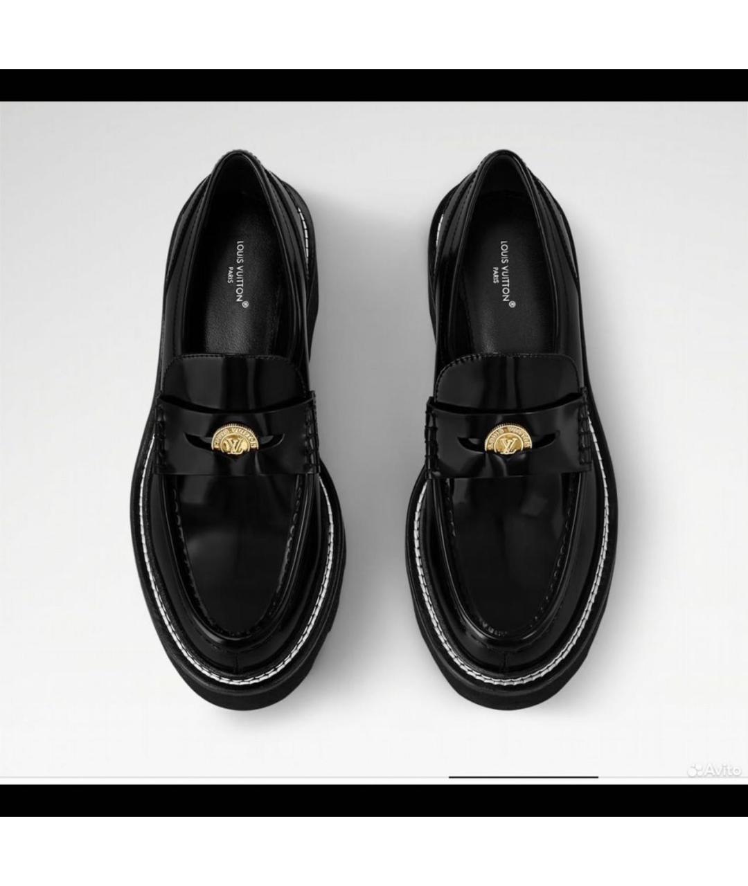 LOUIS VUITTON Черные лоферы из лакированной кожи, фото 2
