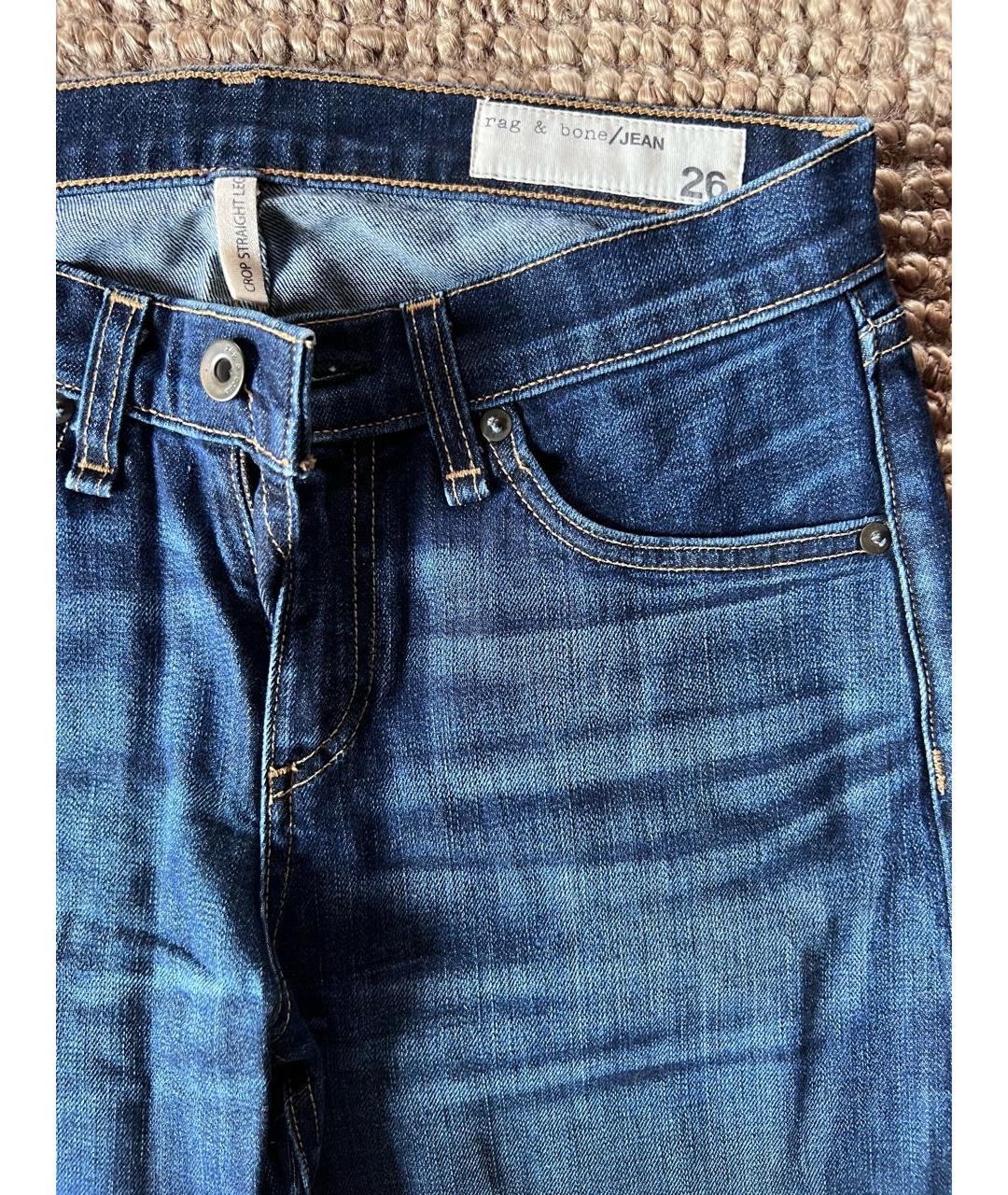 RAG & BONE Темно-синие хлопковые прямые джинсы, фото 2