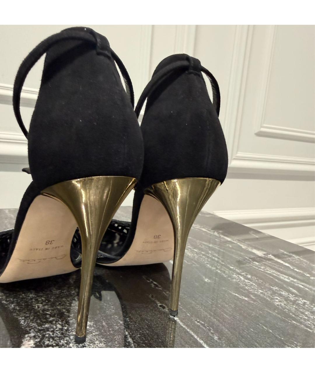 OSCAR DE LA RENTA Черные замшевые босоножки, фото 4