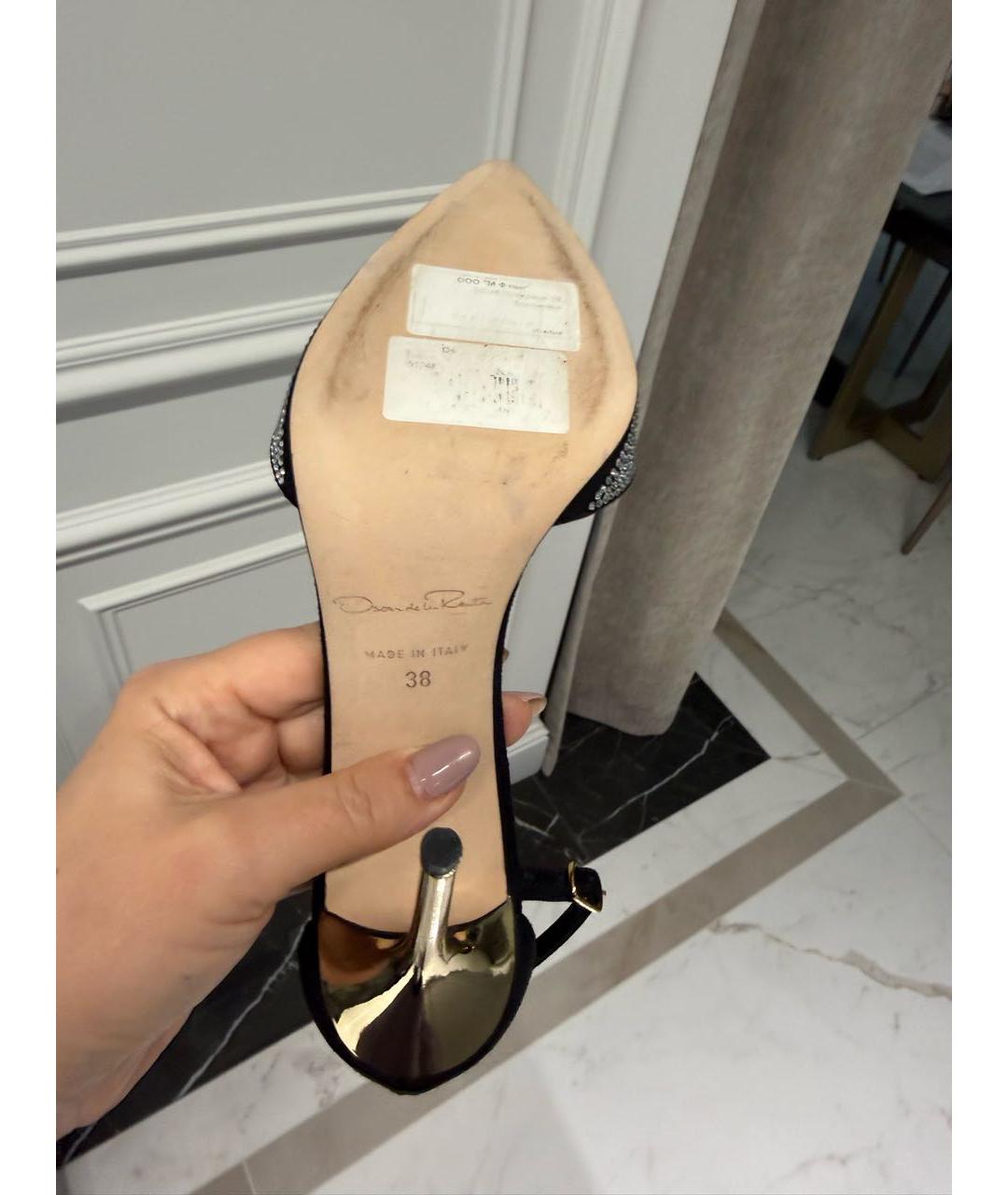 OSCAR DE LA RENTA Черные замшевые босоножки, фото 5