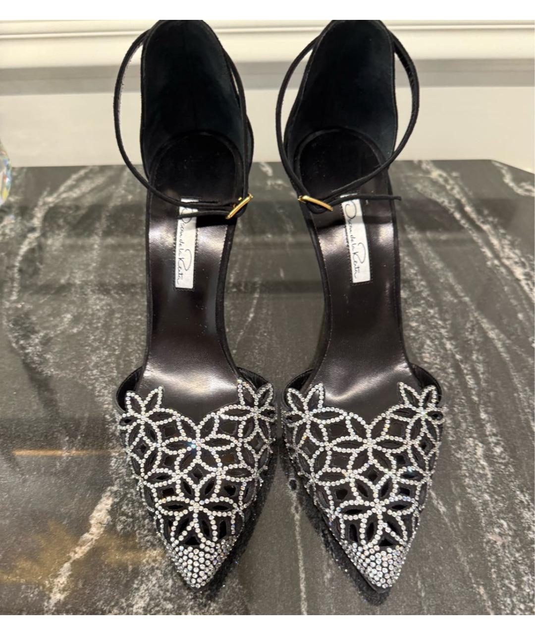 OSCAR DE LA RENTA Черные замшевые босоножки, фото 2