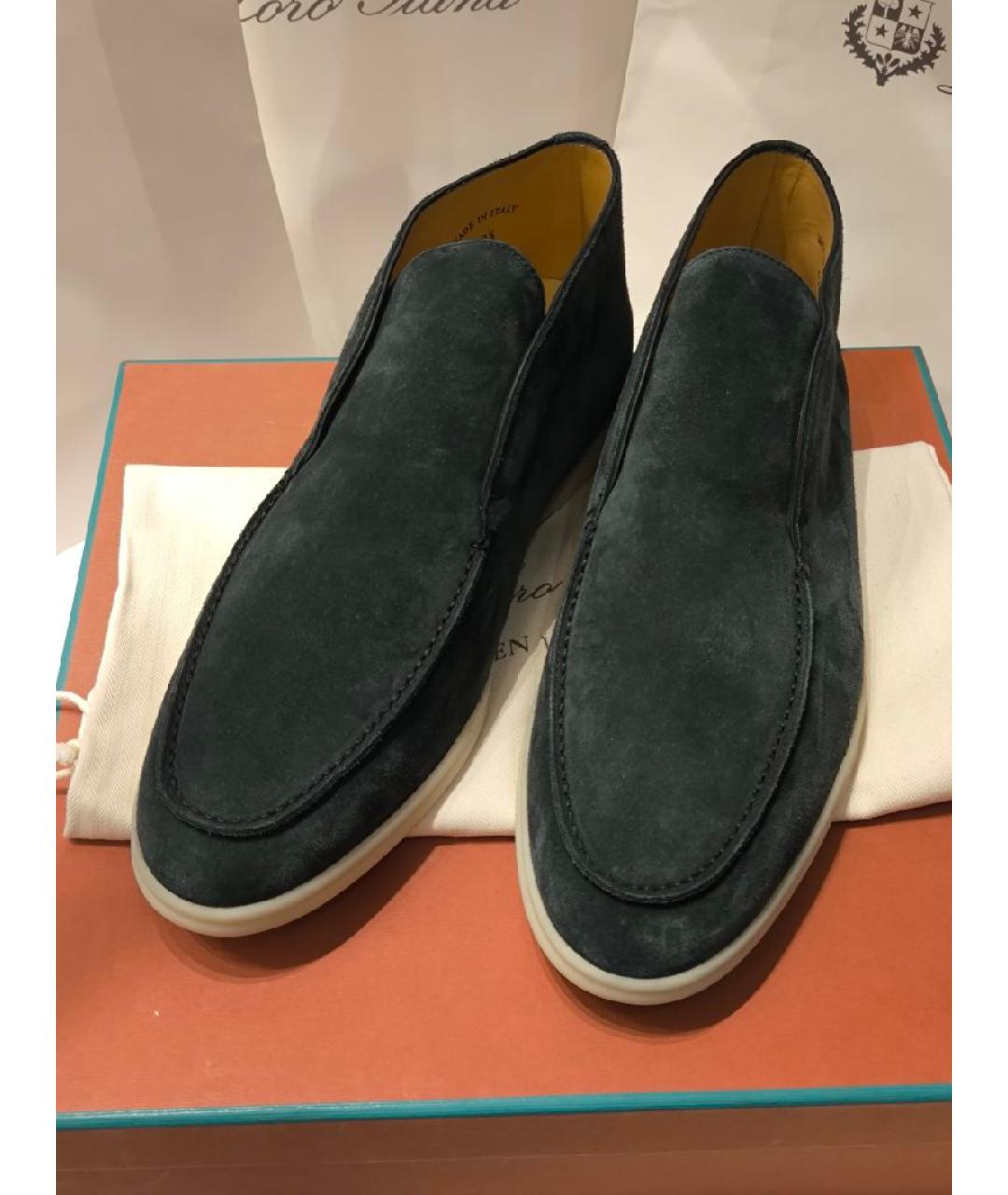 LORO PIANA Зеленые замшевые высокие ботинки, фото 3