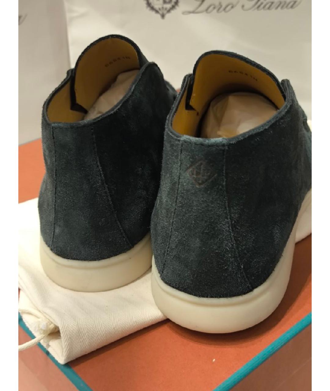 LORO PIANA Зеленые замшевые высокие ботинки, фото 4