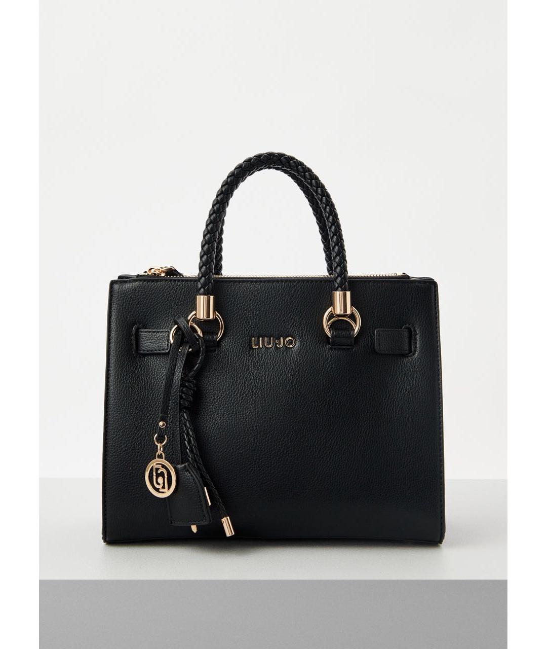 LIU JO Черная сумка с короткими ручками из искусственной кожи, фото 7