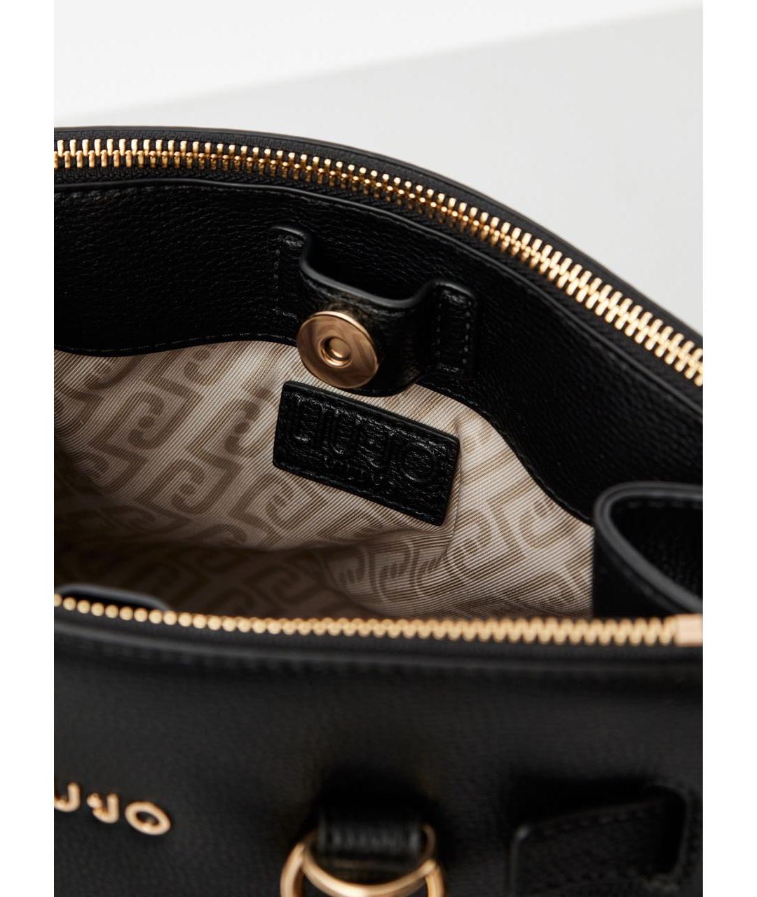 LIU JO Черная сумка с короткими ручками из искусственной кожи, фото 4