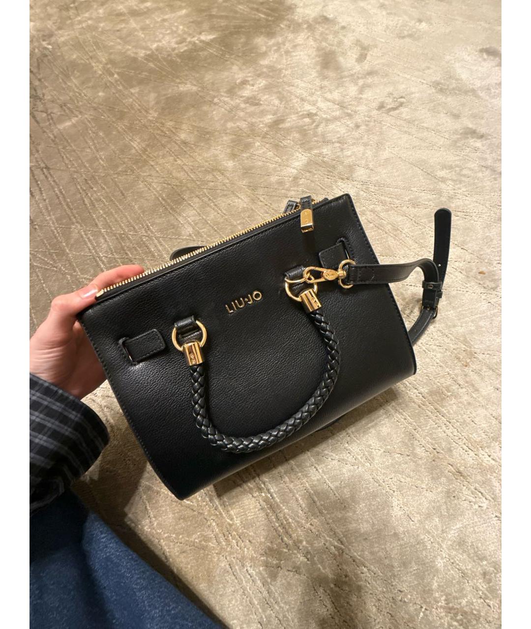 LIU JO Черная сумка с короткими ручками из искусственной кожи, фото 6