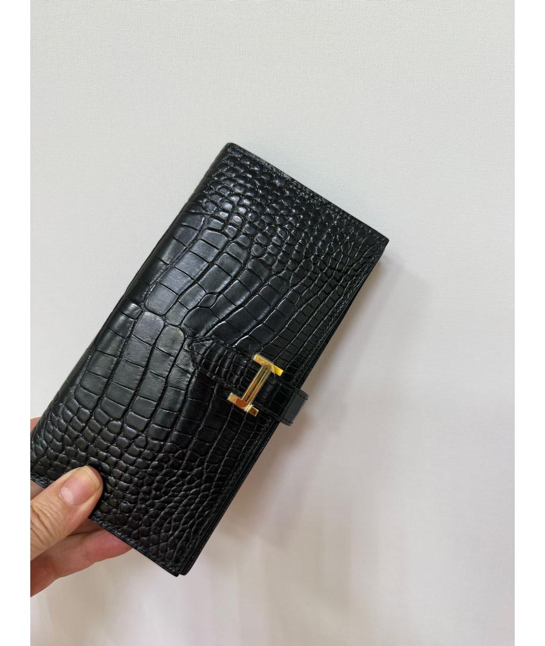 HERMES Черный кошелек из экзотической кожи, фото 9