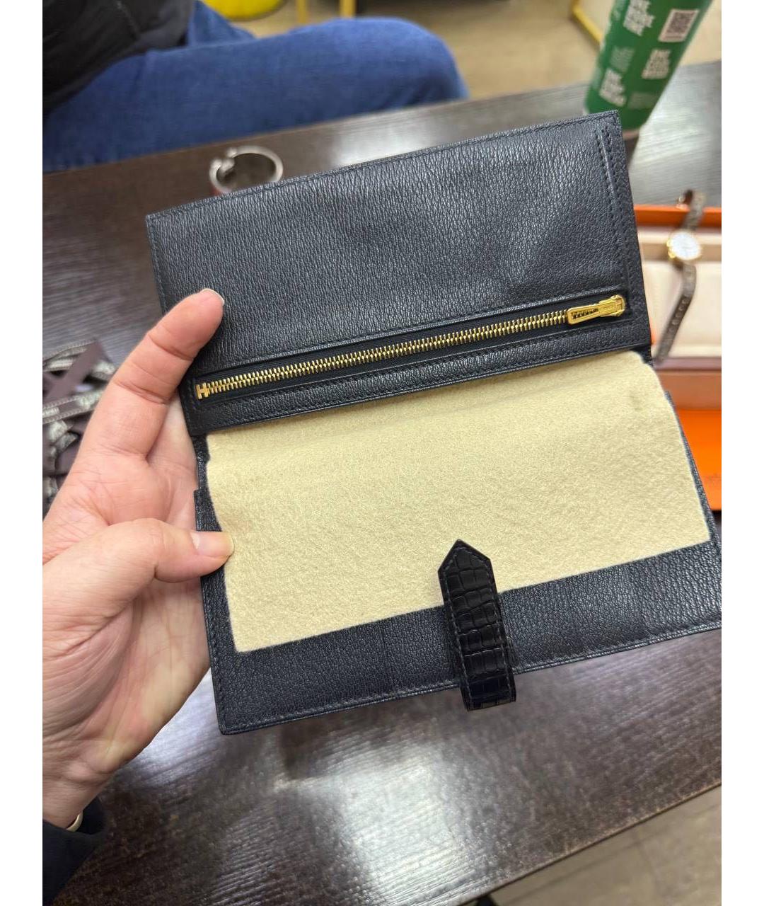 HERMES Черный кошелек из экзотической кожи, фото 8