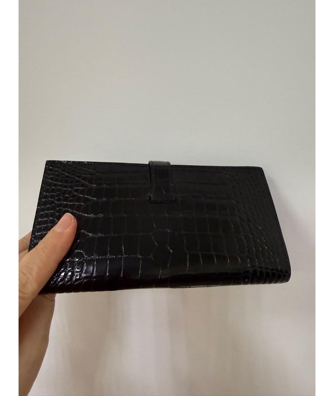 HERMES Черный кошелек из экзотической кожи, фото 2