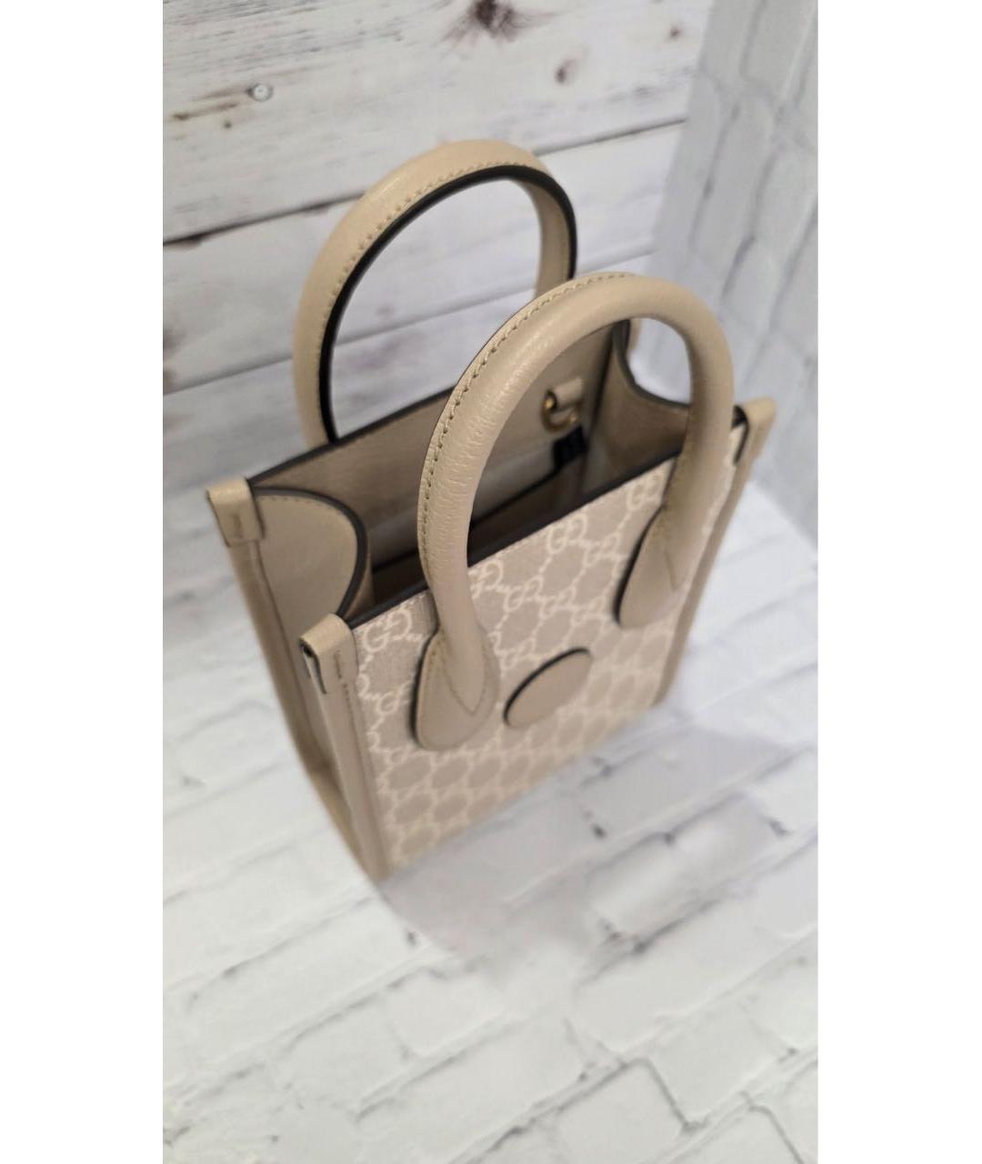 GUCCI Бежевая кожаная сумка с короткими ручками, фото 4