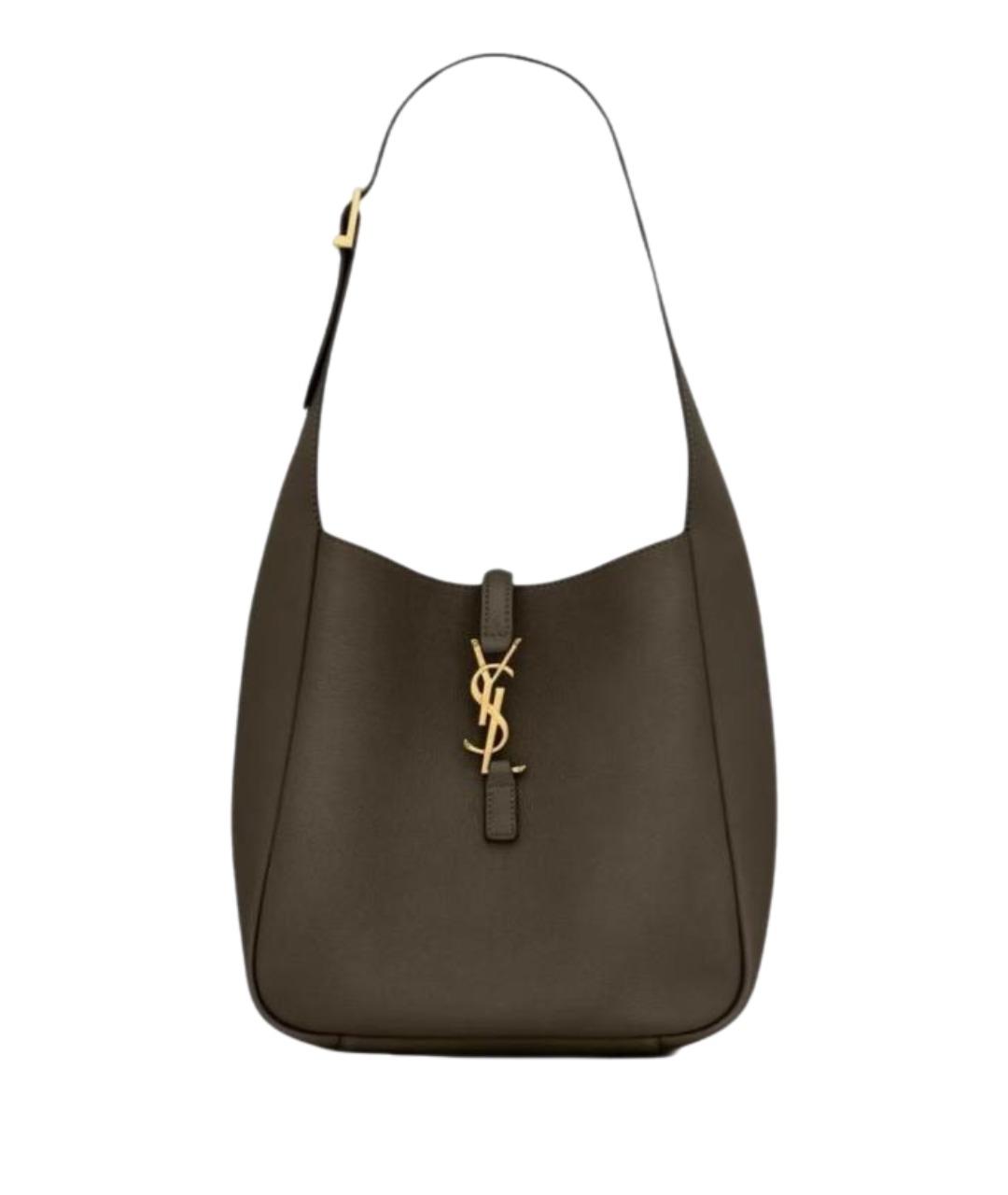 SAINT LAURENT Хаки кожаная сумка с короткими ручками, фото 1