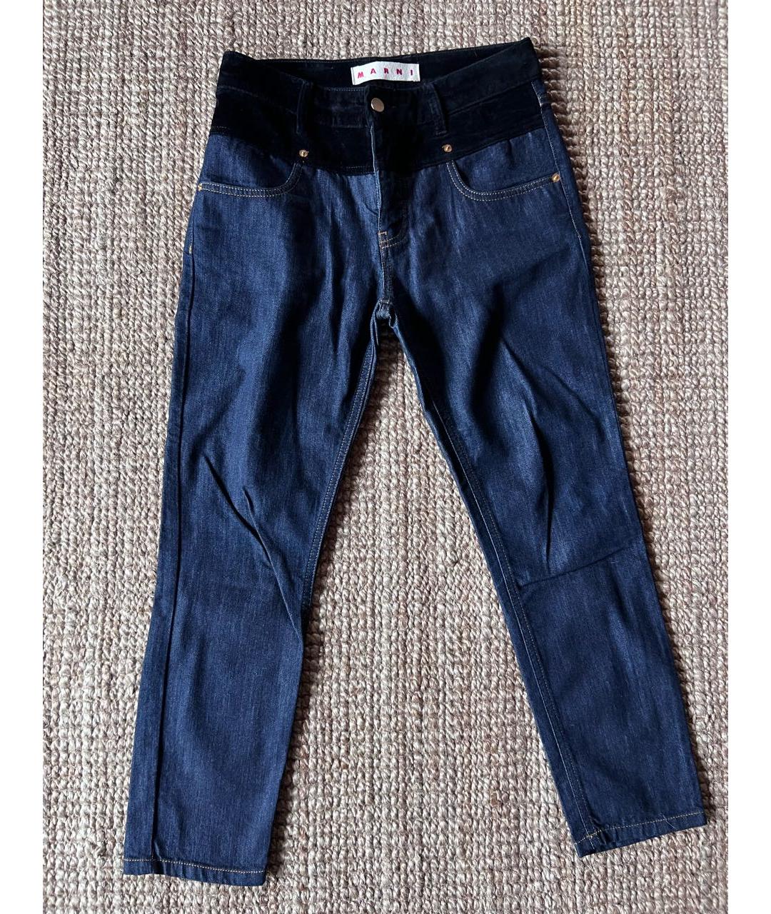 MARNI Темно-синие хлопковые прямые джинсы, фото 6