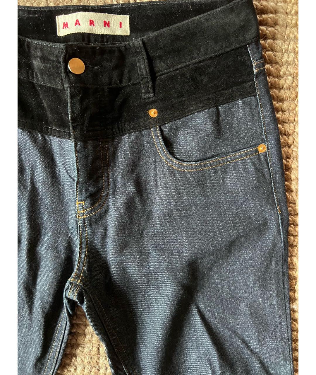 MARNI Темно-синие хлопковые прямые джинсы, фото 2