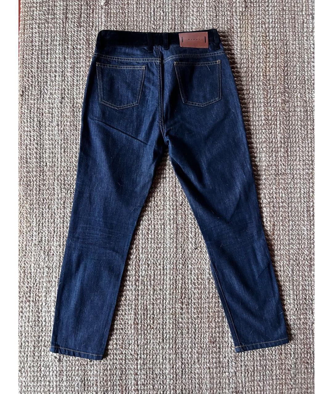 MARNI Темно-синие хлопковые прямые джинсы, фото 3