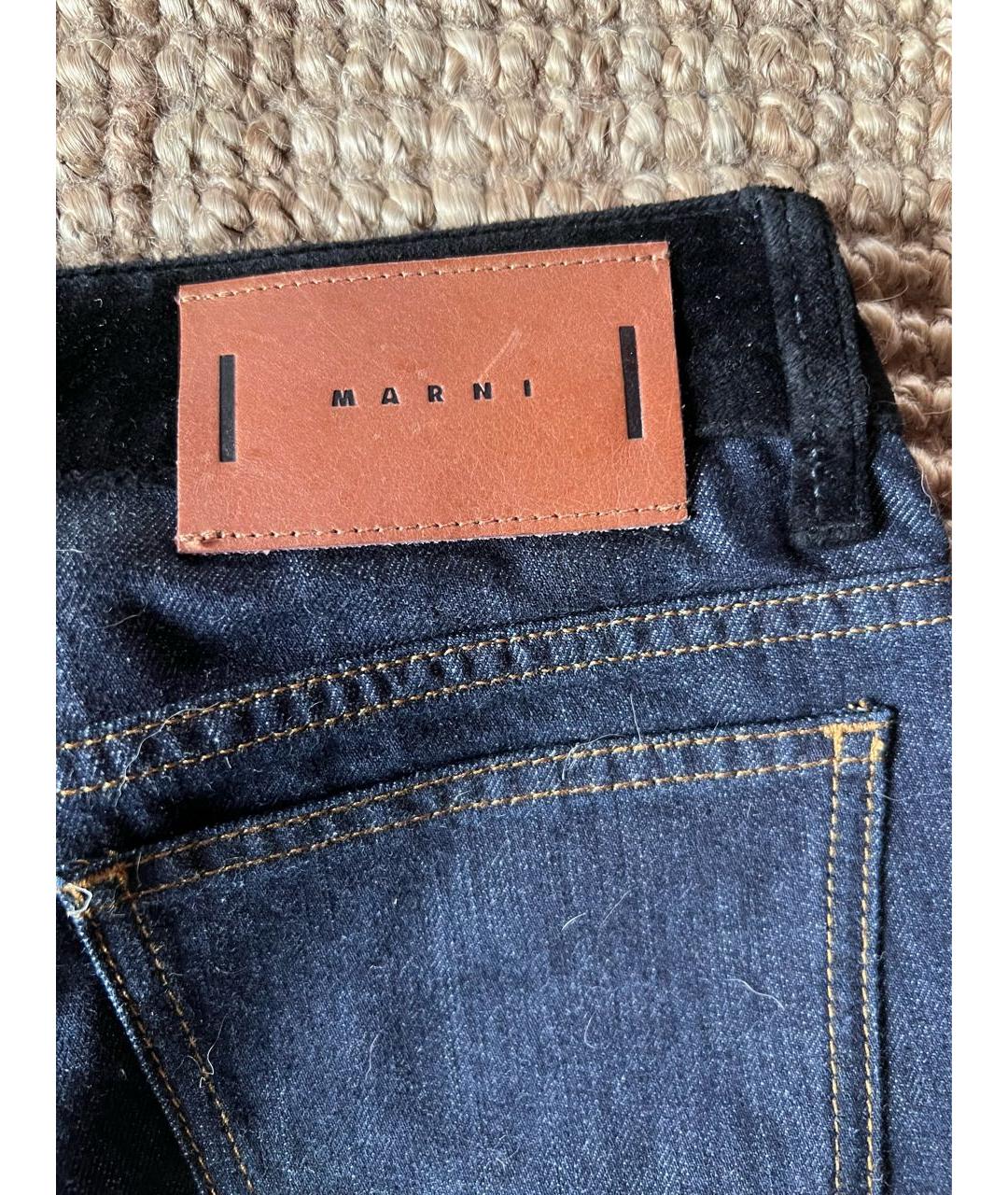 MARNI Темно-синие хлопковые прямые джинсы, фото 4
