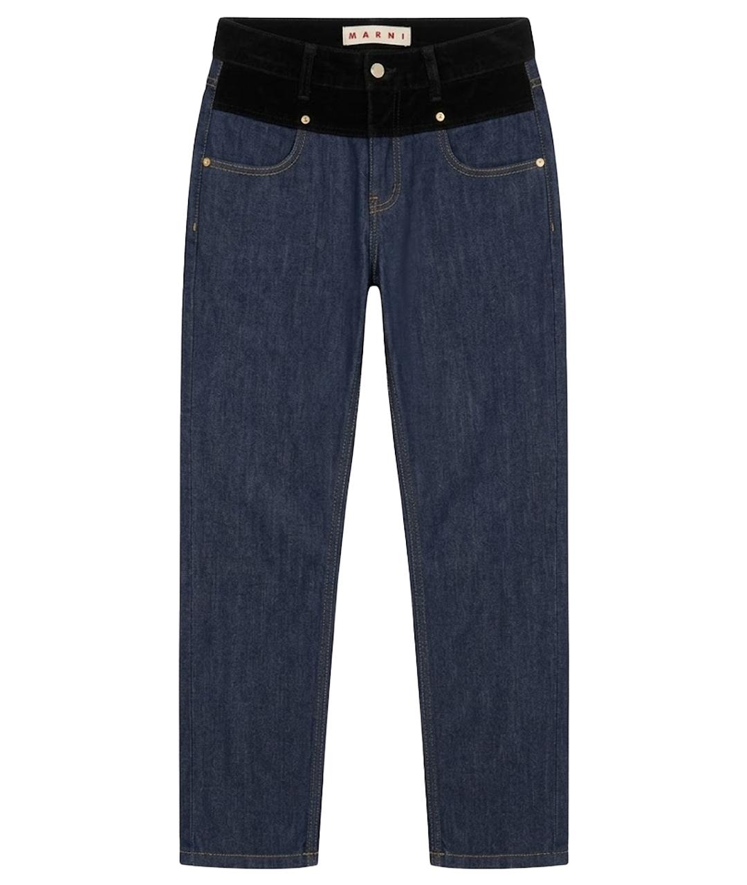 MARNI Темно-синие хлопковые прямые джинсы, фото 1