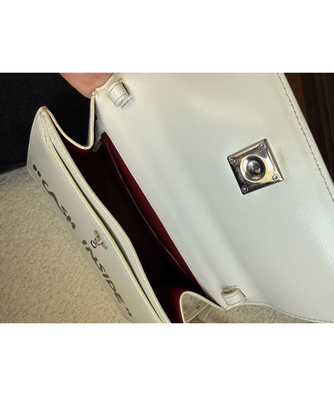 OFF-WHITE Белая кожаная сумка с короткими ручками, фото 7