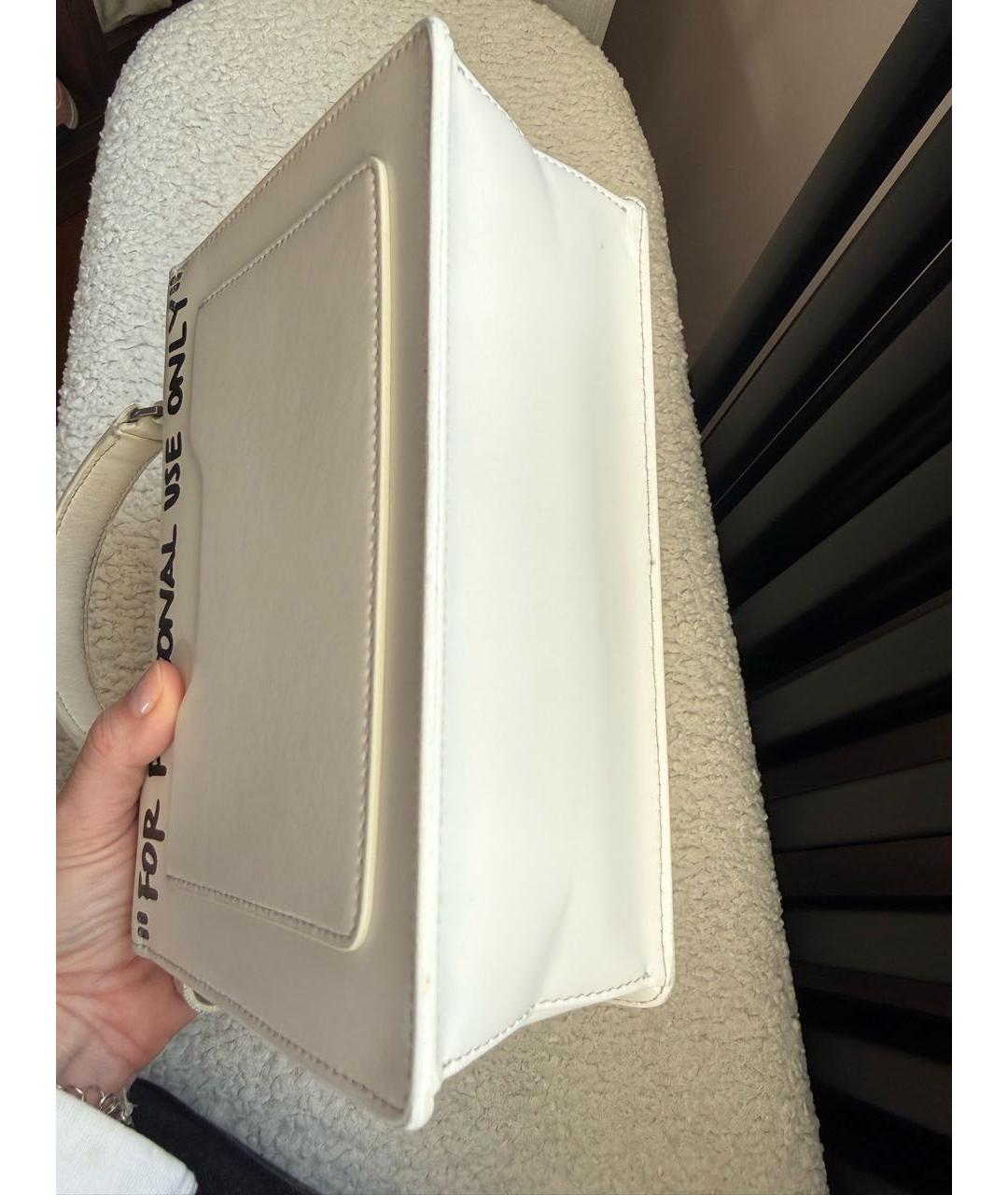 OFF-WHITE Белая кожаная сумка с короткими ручками, фото 4