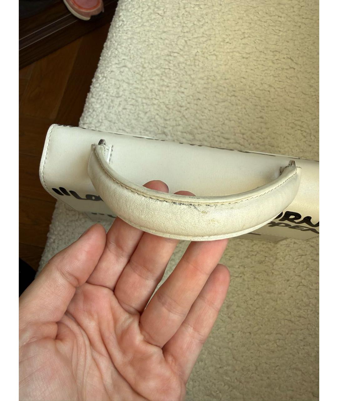 OFF-WHITE Белая кожаная сумка с короткими ручками, фото 8