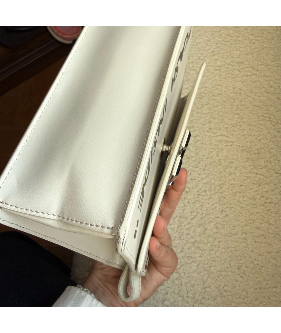 OFF-WHITE Белая кожаная сумка с короткими ручками, фото 5