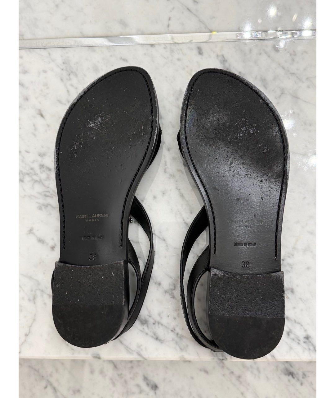 SAINT LAURENT Черные кожаные сандалии, фото 4