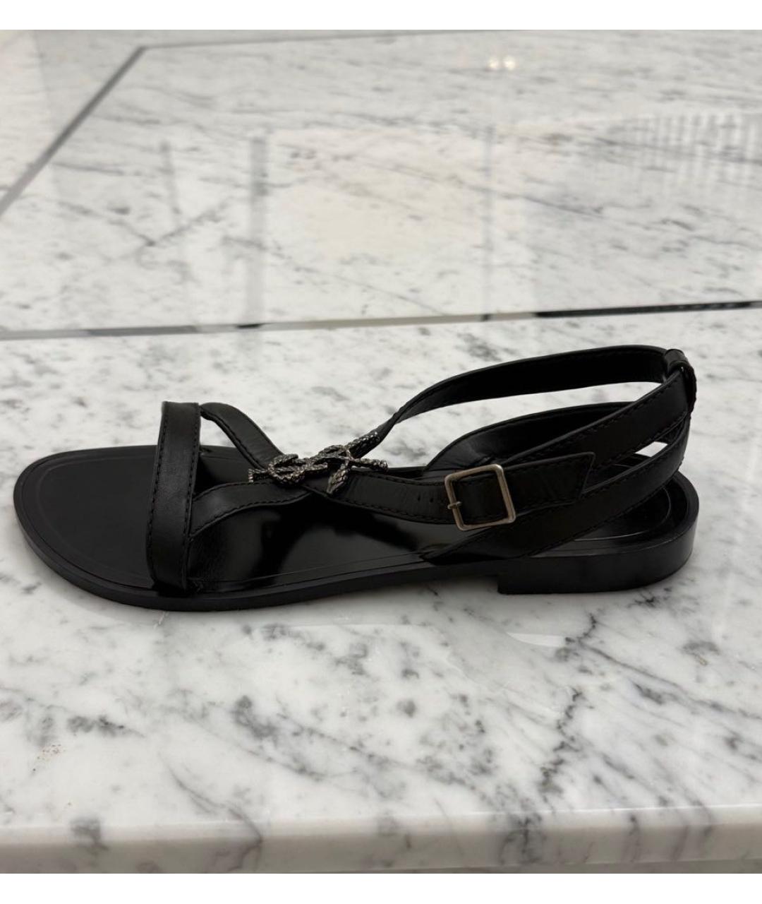 SAINT LAURENT Черные кожаные сандалии, фото 5