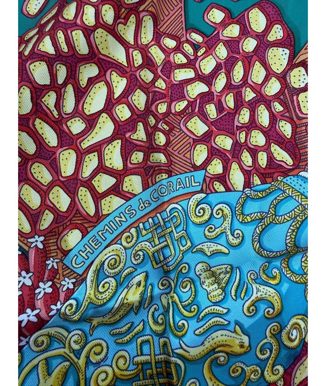 HERMES Зеленый шелковый платок, фото 4